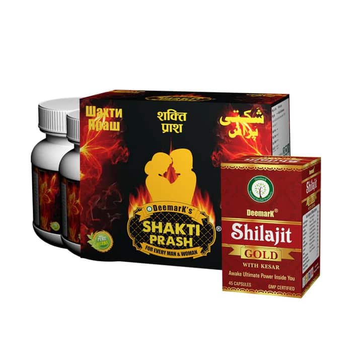 Shakti Prash and Shilajit Gold - Ayurvedic Supplement Combo for Strength, Power, and Long-term Pleasure