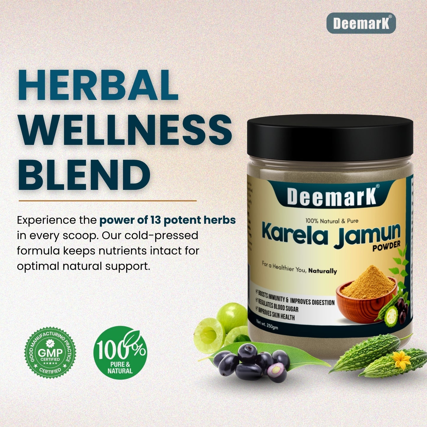 Deemark Karela Jamun Powder - Ayurvedic Powder  for Sugar Control