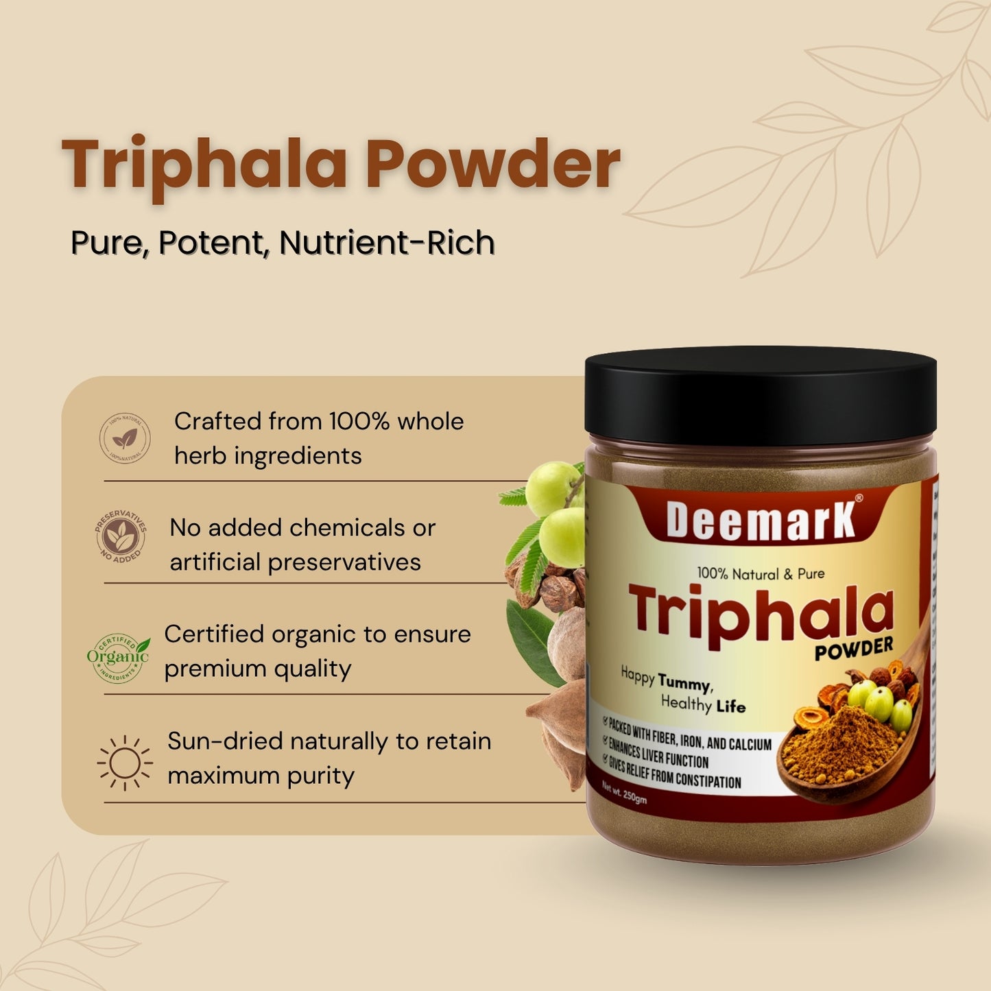 Deemark Triphala Powder -100% natural & pure product for healthy life
