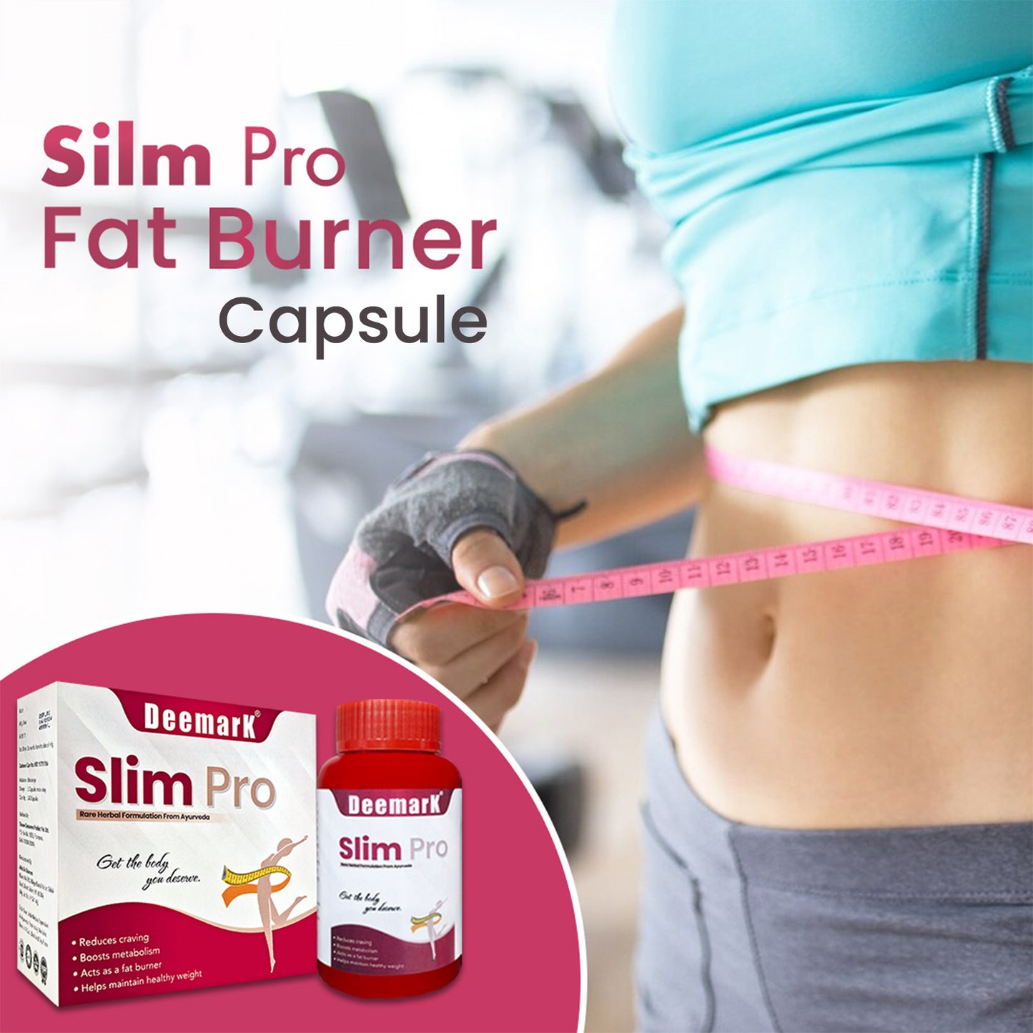 Deemark Slim Pro Ayurvedic Weight Loss Supplement | Natural Fat Burner | Metabolism Booster for Men & Women