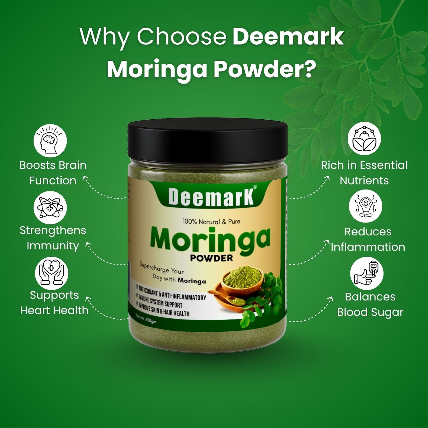 Deemark Moringa Powder - Natural Energy Booster
