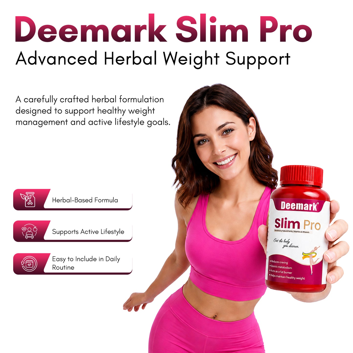 Deemark Slim Pro Ayurvedic Weight Loss Supplement | Natural Fat Burner | Metabolism Booster for Men & Women